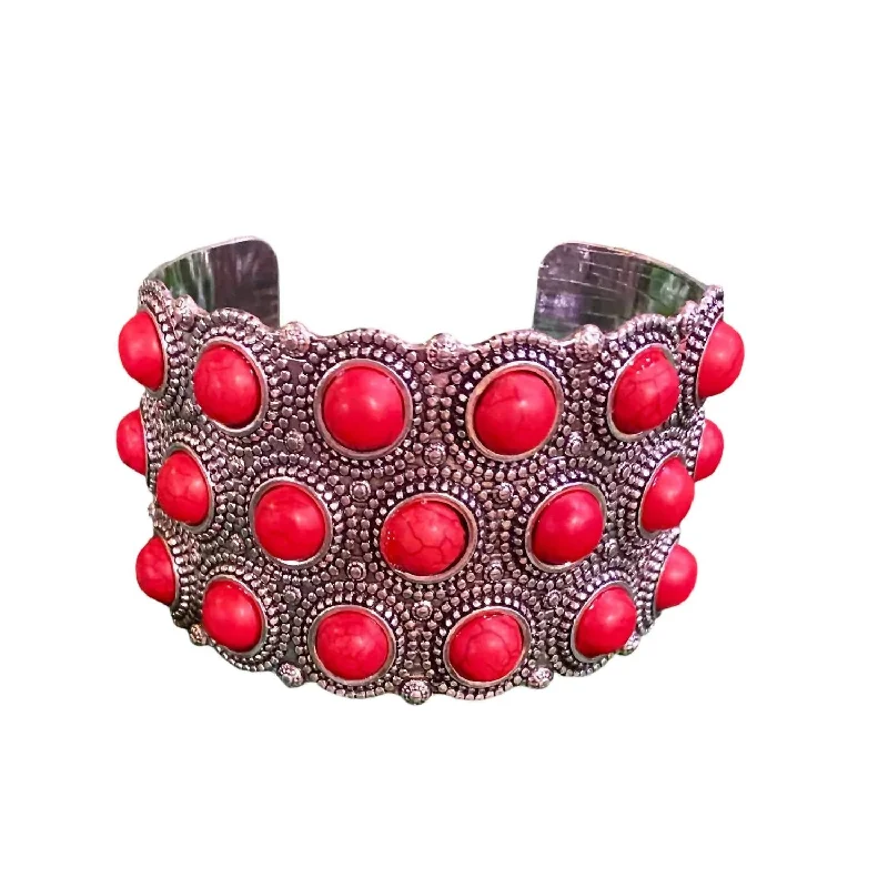 Beautiful Chunky Cuff Bracelet In Red