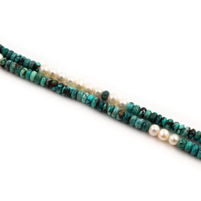 elegant pendant necklaces for women -Gorgeous Round Hubei Turquoise & Pearl Beaded Necklace