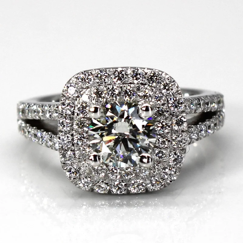 large diamond engagement rings -High Set Halo Diamond Engagement Ring | 1.72ctw SI2 J | SZ 5.5 |