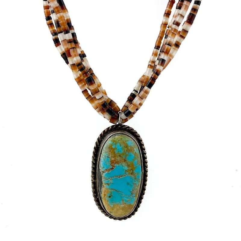 luxury fashion necklaces for women -Turquoise Pendant Heishi Necklace