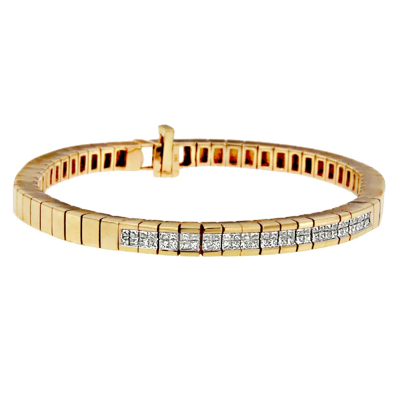 14K Yellow Gold Princess-Cut Diamond Banded Bracelet