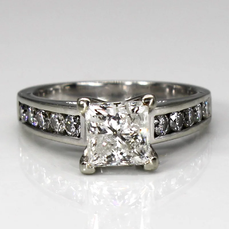 fancy cut engagement rings -Princess Diamond with Accents Engagement Ring | 2.01ctw I1 G/H | SZ 6