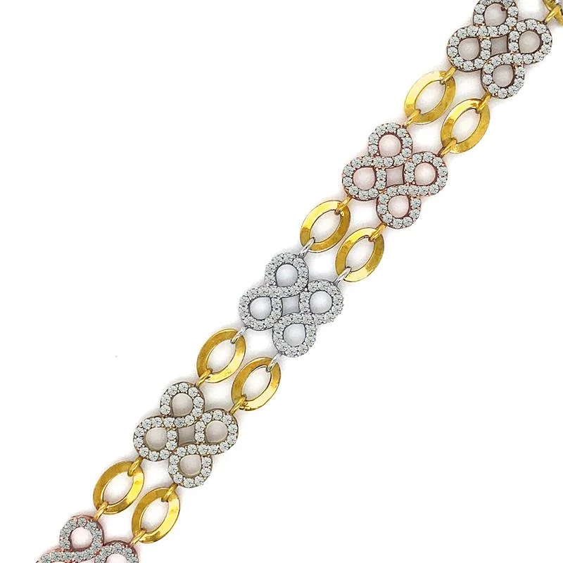 9K 3-Colour Gold CZ Fancy Bracelet