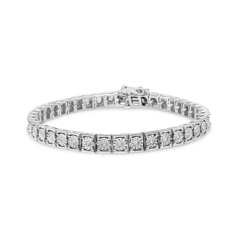 .925 Sterling Silver 1/4 Cttw Diamond Link Bracelet