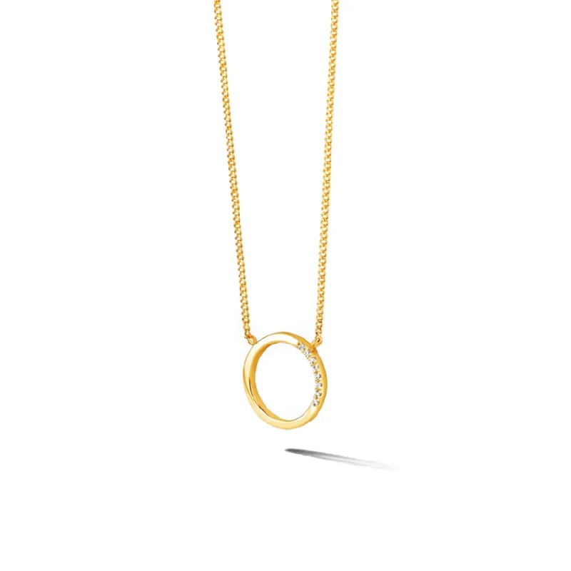 heart-shaped necklaces for women -Gold and Diamond Circle Pendant