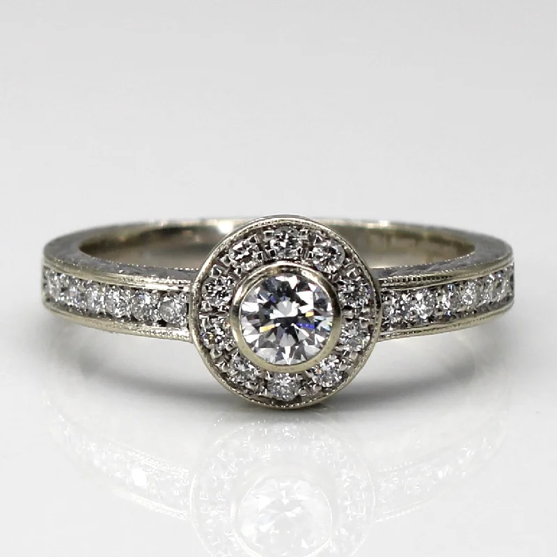 designer engagement rings -Halo Canadian Diamond Engagement Ring | 0.45ctw SI2 E | SZ 6.75 |