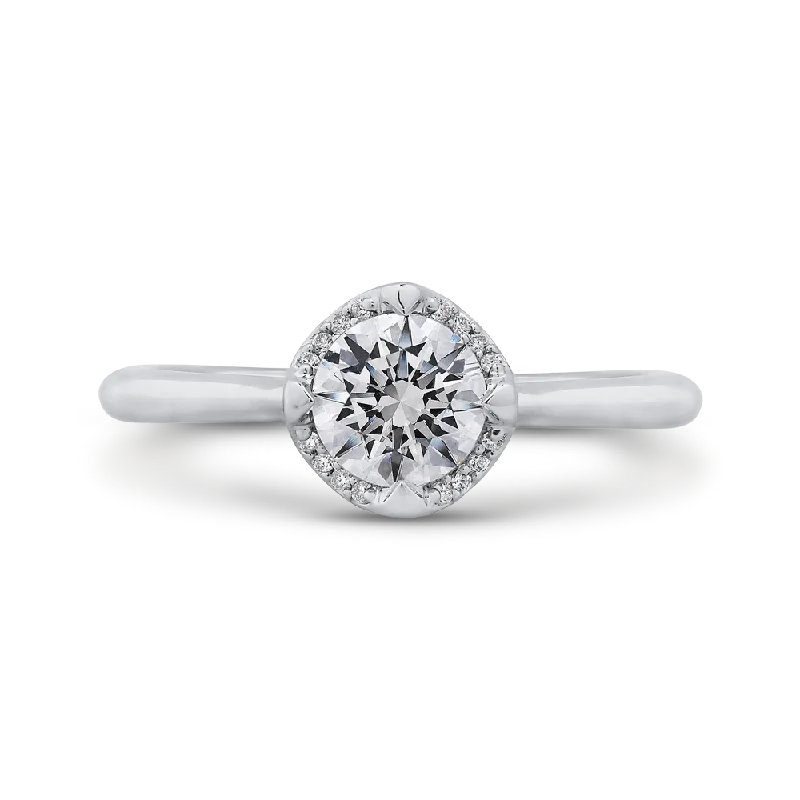 women’s unique gemstone engagement rings -14K White Gold Round Cut Diamond Engagement Ring