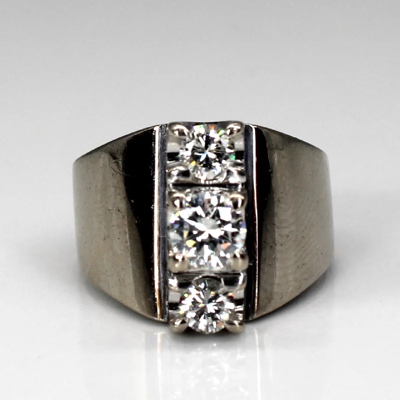 Three Stone Diamond Wide Ring | 0.72ctw | SZ 4.25 |