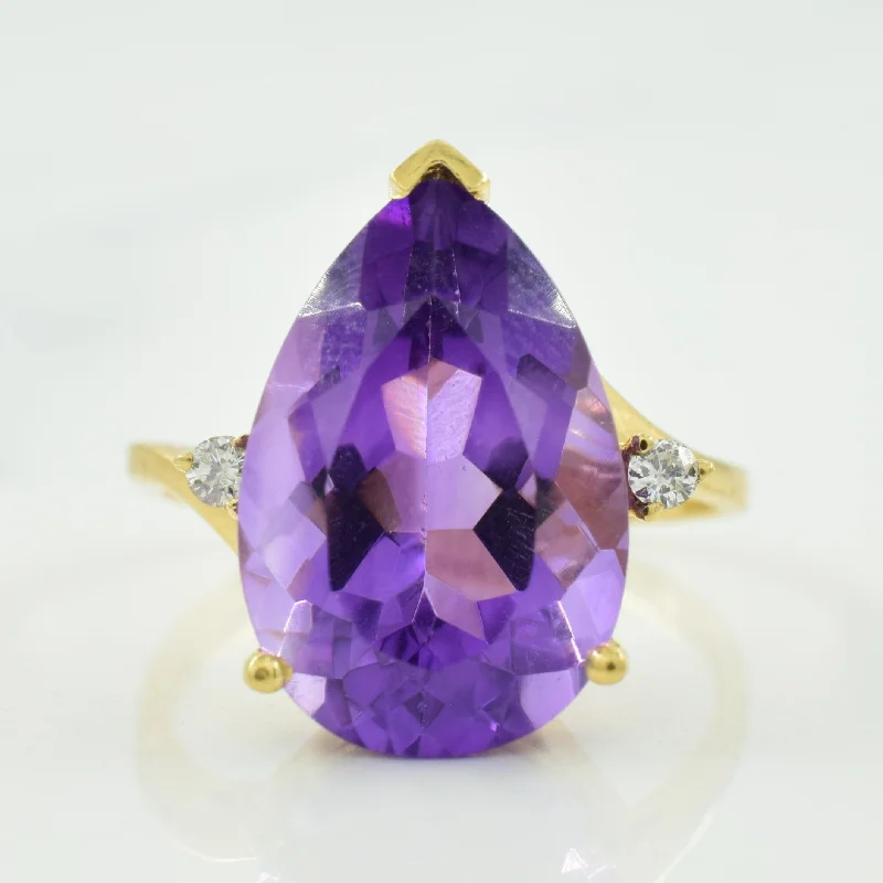 Amethyst & Diamond Bypass Cocktail Ring | 5.00ct, 0.04ctw | SZ 6.5 |