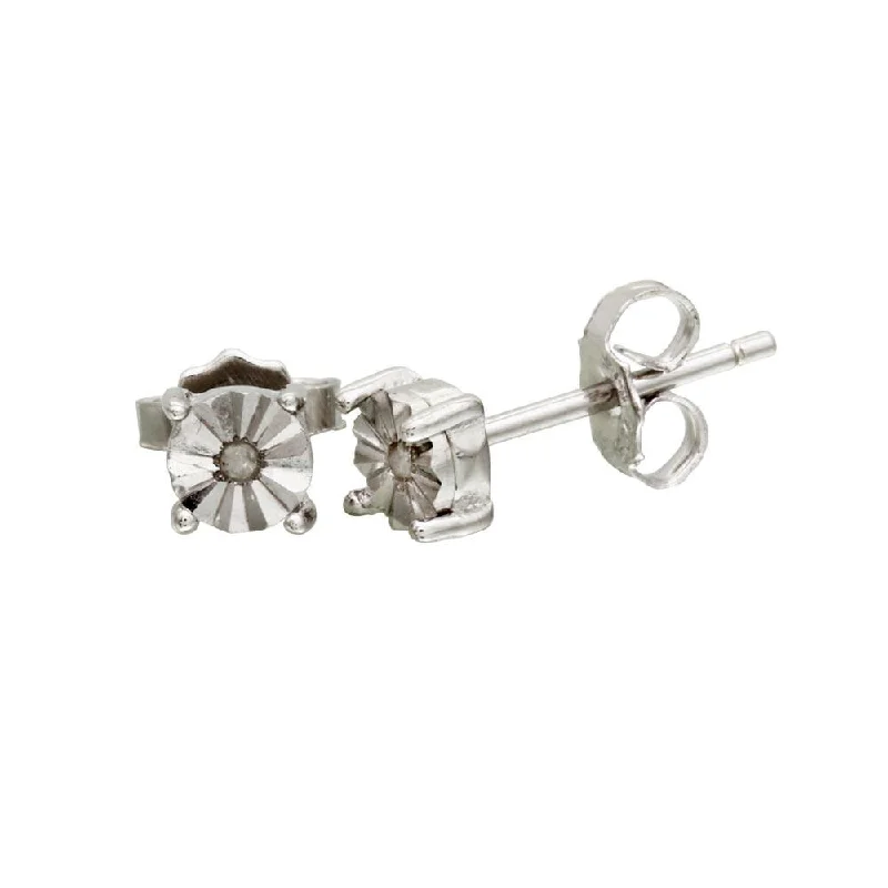 studded earrings for women -Rhodium Plated 925 Sterling Silver Square Stud Earrings - STE01111