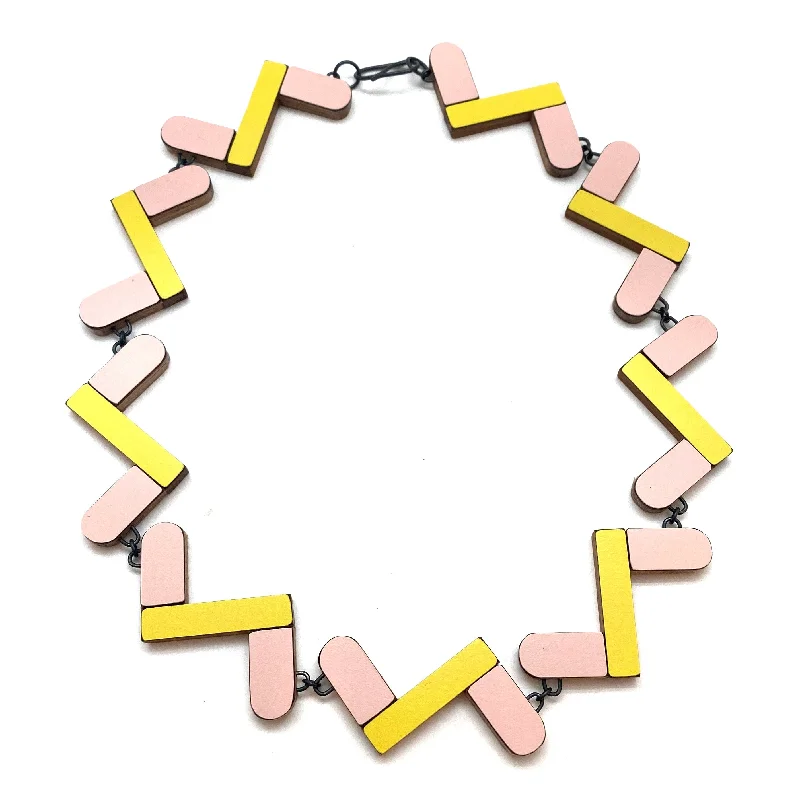 classic necklaces for women -Pink and Yellow Geometric Necklace