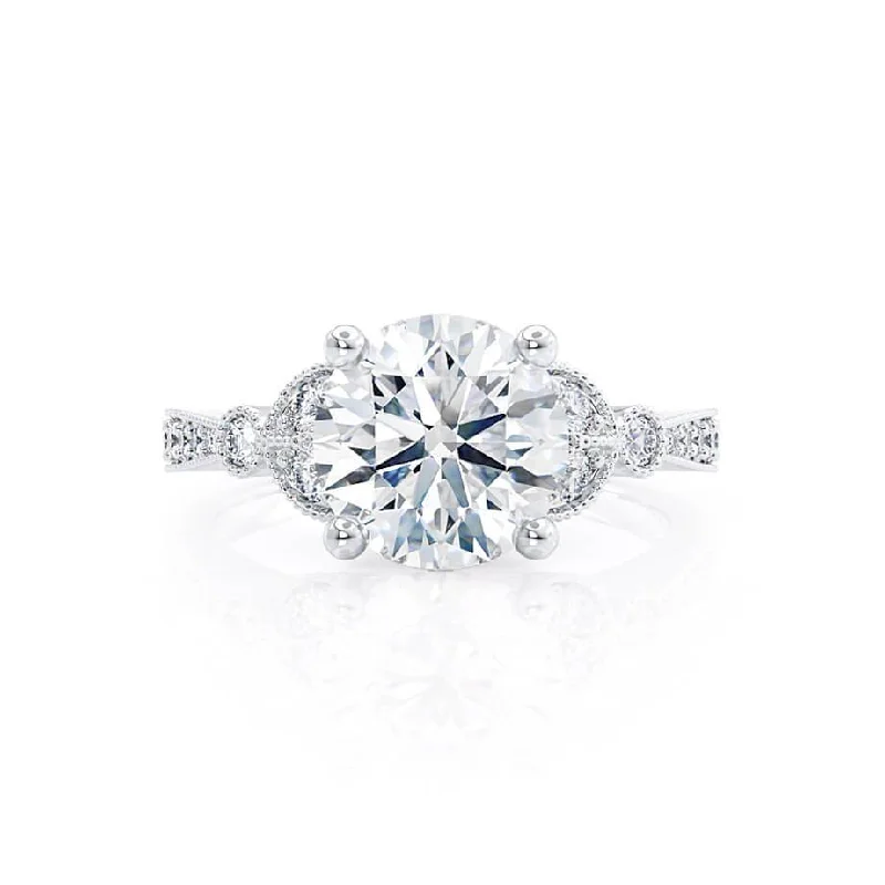 heart-shaped diamond engagement rings -1.50 CT Round Shaped Moissanite Cluster Style Engagement Ring