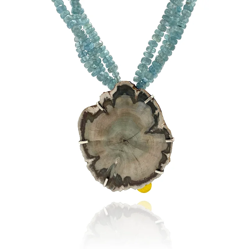 modern necklaces for women -Fossilized Wood Statement Necklace