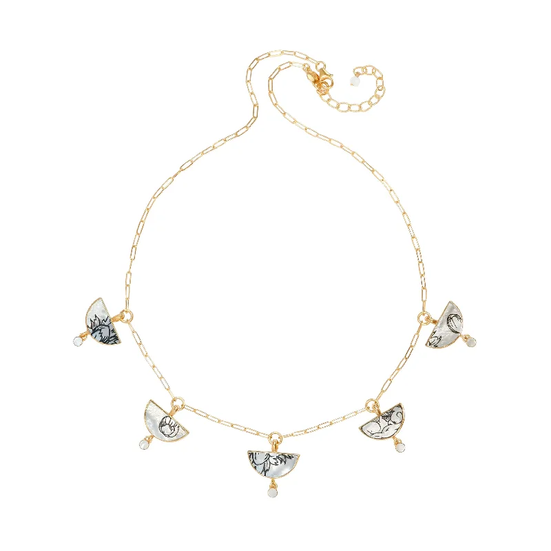 sparkling crystal necklaces for women -AMICI . Half Moon Charm Necklace