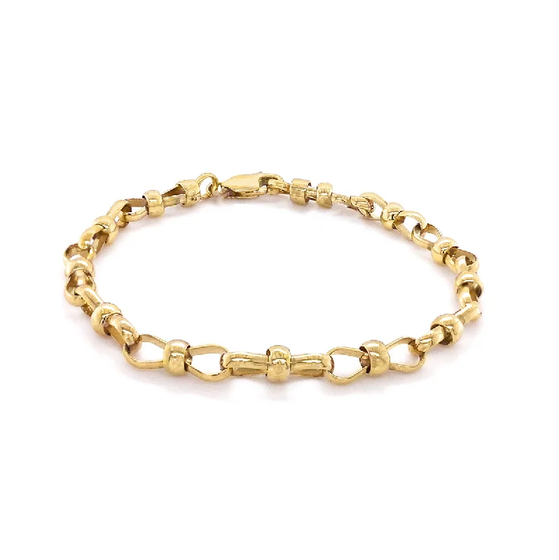 9K Yellow Gold Pinched Link Bracelet 7.5"