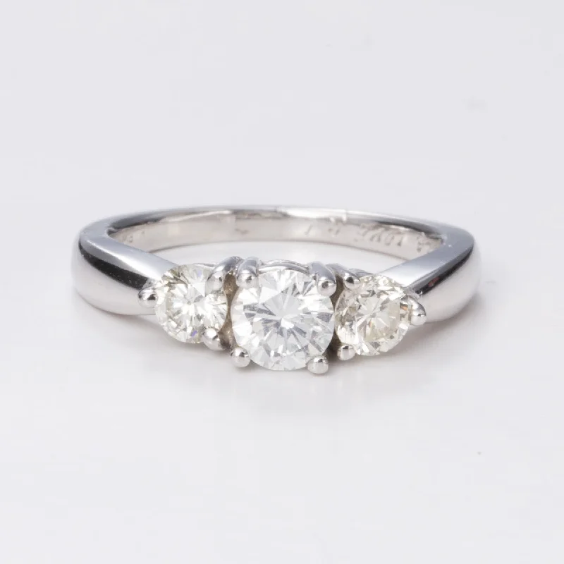 Three Stone Diamond White 14k Gold Ring | 0.46ctw, 0.51ctw | Sz 6