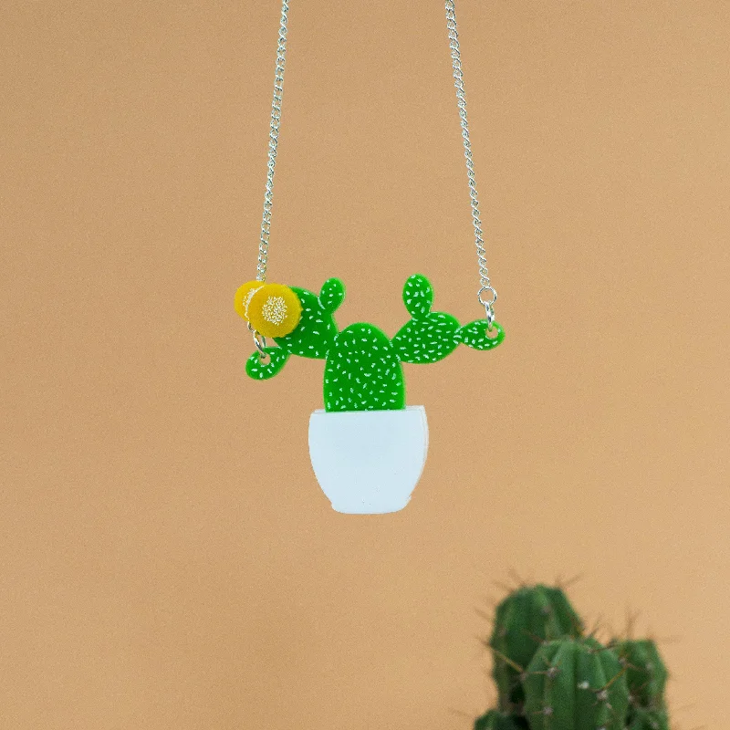 lucky charm necklaces for women -Prickly Pear Cactus Necklace