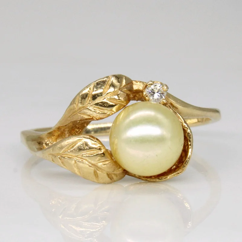 Pearl & Diamond Cocktail Ring | 0.03ct | SZ 8.5 |