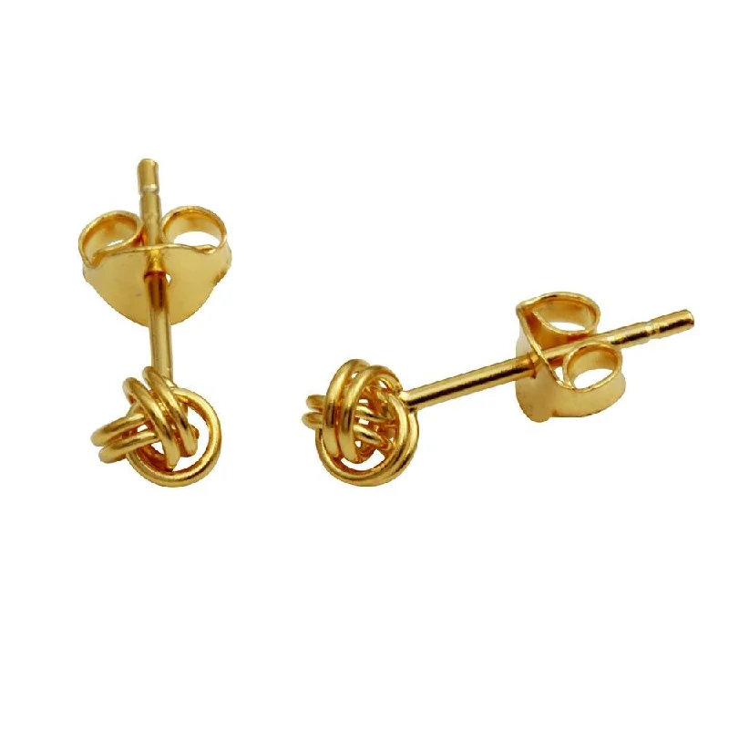 personalized earrings for women -Gold Plated 925 Sterling Silver Mini Knot Stud Earrings - STE01155GP