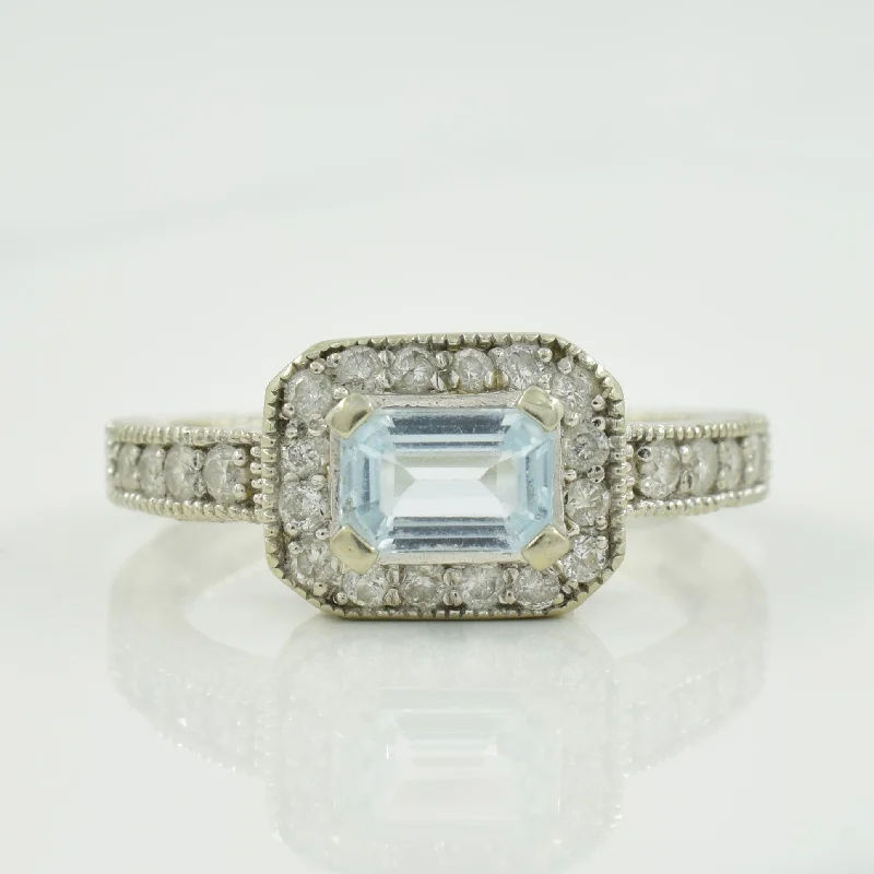 Blue Topaz & Diamond Ring | 0.60ct, 0.28ctw | SZ 6.75 |