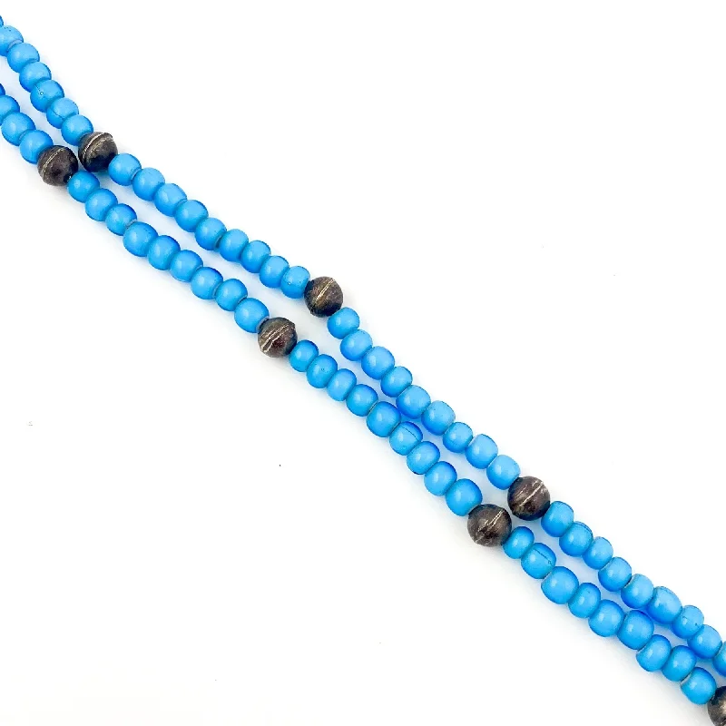 sterling silver necklaces for women -Vintage Blue Beaded Necklace