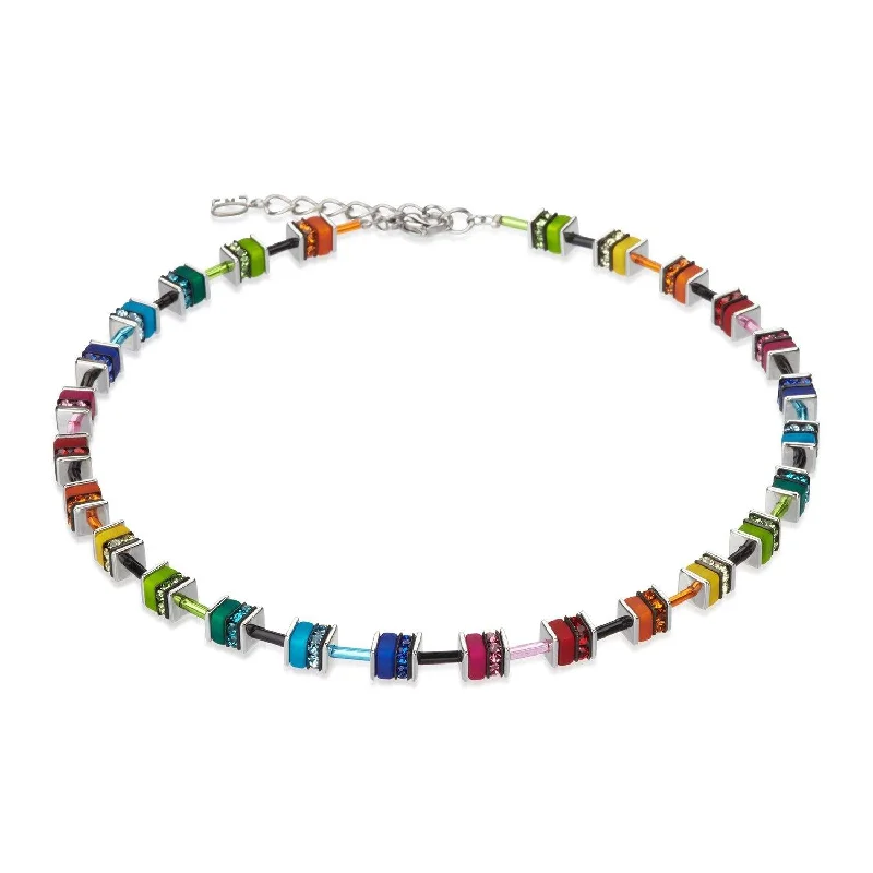 fashion-forward necklaces for women -Coeur De Lion Multicolour Swarovski® Crystals Geo Cube Necklace