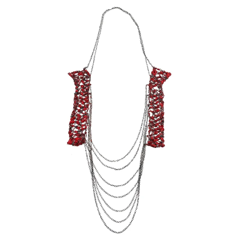 heart-shaped pendant necklaces for women -Liana Pattihis - Red Panel Necklace