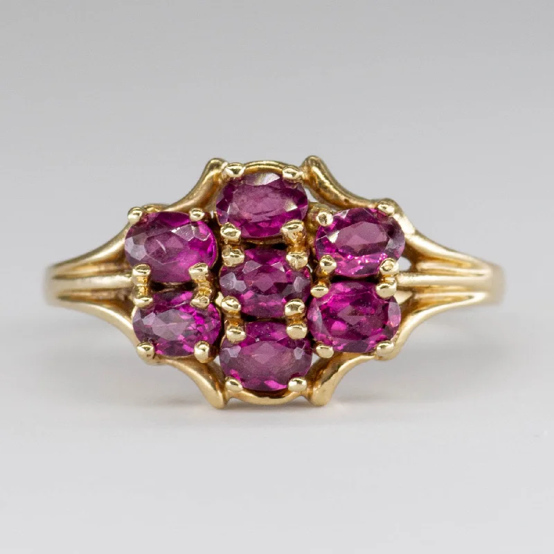 Garnet Cluster 10K Gold Ring | 1.4 ctw | SZ 7.75 |