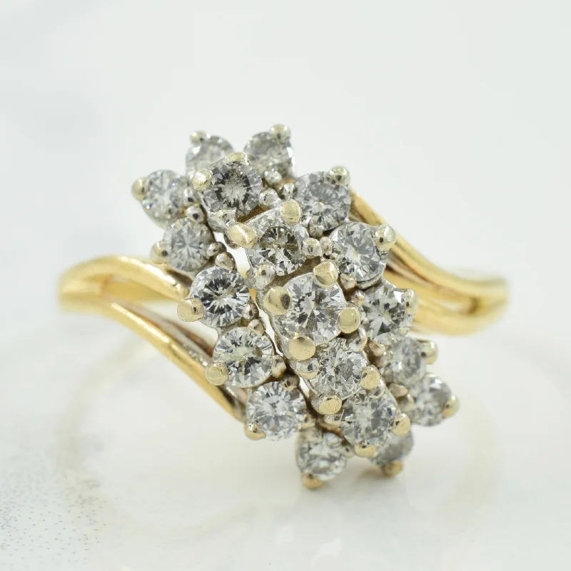 Cluster Diamond Bypass Ring | 0.76ctw | SZ 8.75 |