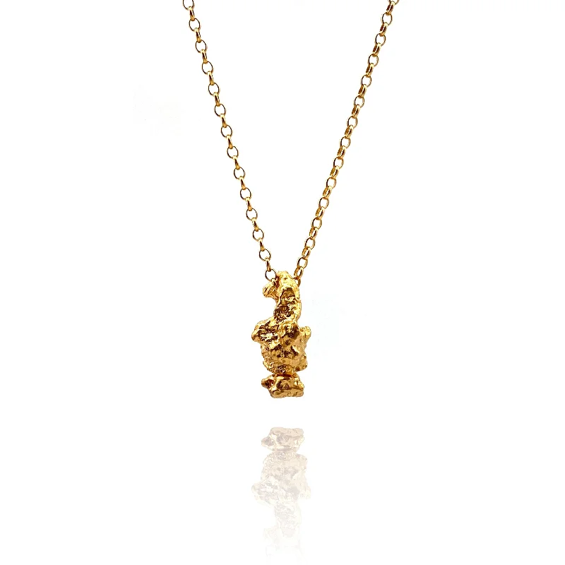 gemstone necklaces for women -Gold Vermeil Nugget and Pearl Interchangable Necklace