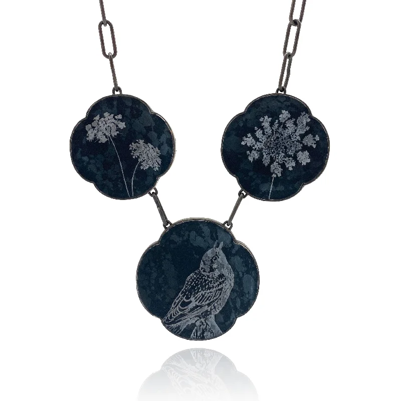 matching necklaces for women -Etched Black Jasper Necklace