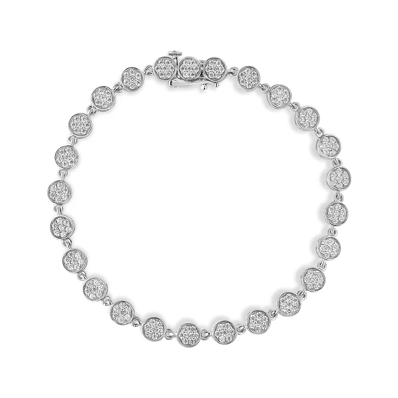 .925 Sterling Silver 2.0 Cttw Round Diamond Link Bracelet