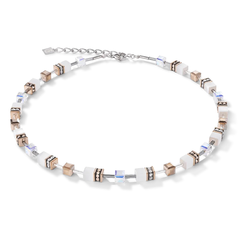 heart-shaped necklaces for women -Coeur De Lion White Swarovski® Crystals Geo Cube Necklace