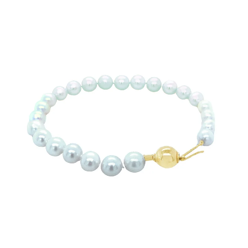 9K Yellow Gold Pearl Bracelet /7.5''