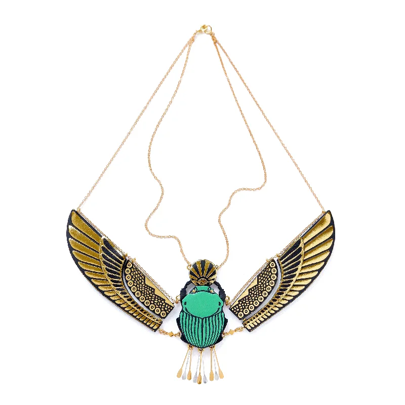 designer necklaces for women -WINGED SCARAB . necklace