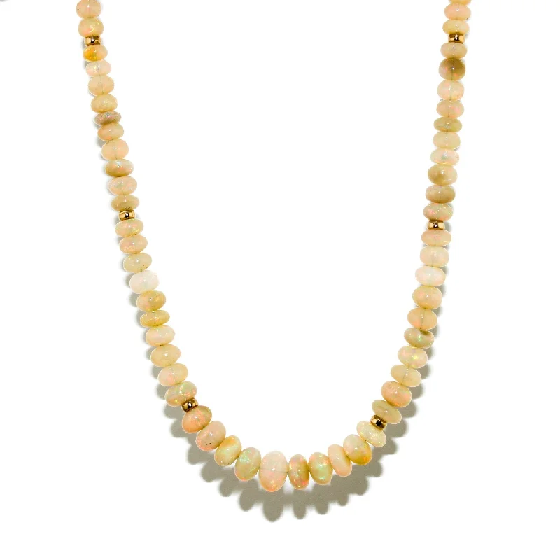 charm necklaces for women -Welo Opal Necklace w/ 10 KT Gold Clasp