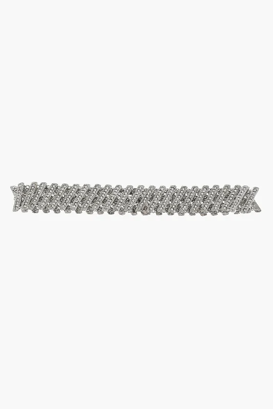 Saint Laurent Silver-Effect Bracelet With Rhinestone