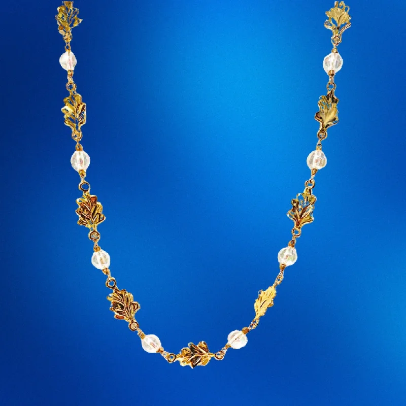 wedding day necklaces for women -Lucite and Oak Leaf Necklace