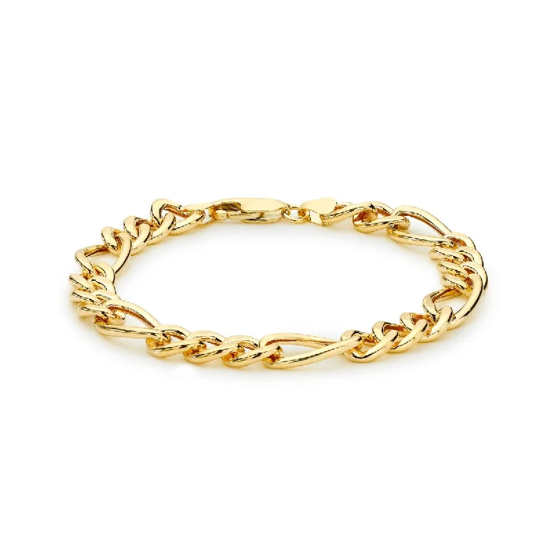 9K Yellow Gold Hollow Figaro Bracelet /7.5"