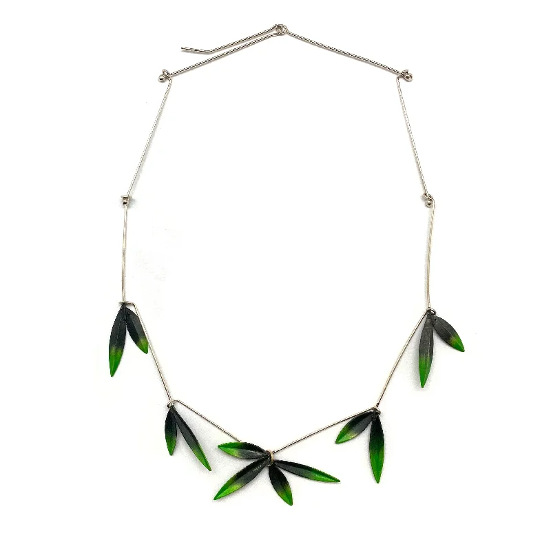 trendy gold necklaces for women -Green Ombre Leaf Necklace