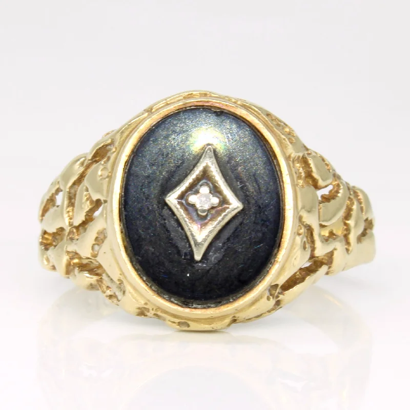 Onyx & Diamond Cocktail Ring | 0.01ct | SZ 9.5 |