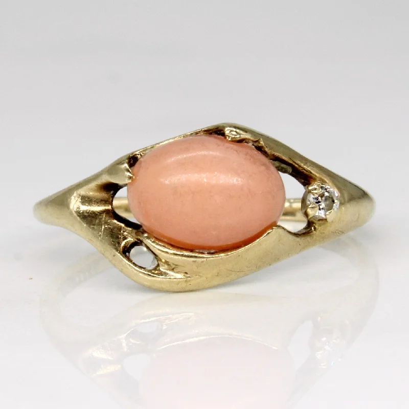 Coral & Diamond Ring | 1.20ct, 0.02ct | SZ 4.75 |