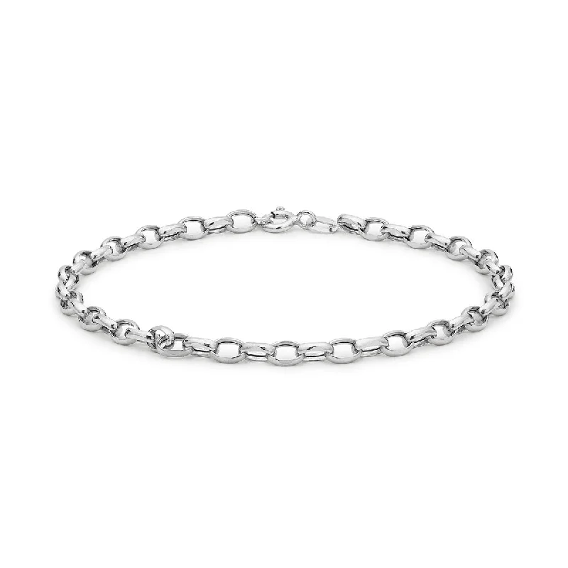 9K White Gold 130 Hollow Belcher Chain Bracelet/ 10"