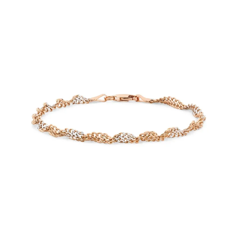 9K 2-Colour Gold Twist Curb Bracelet / 7.5"