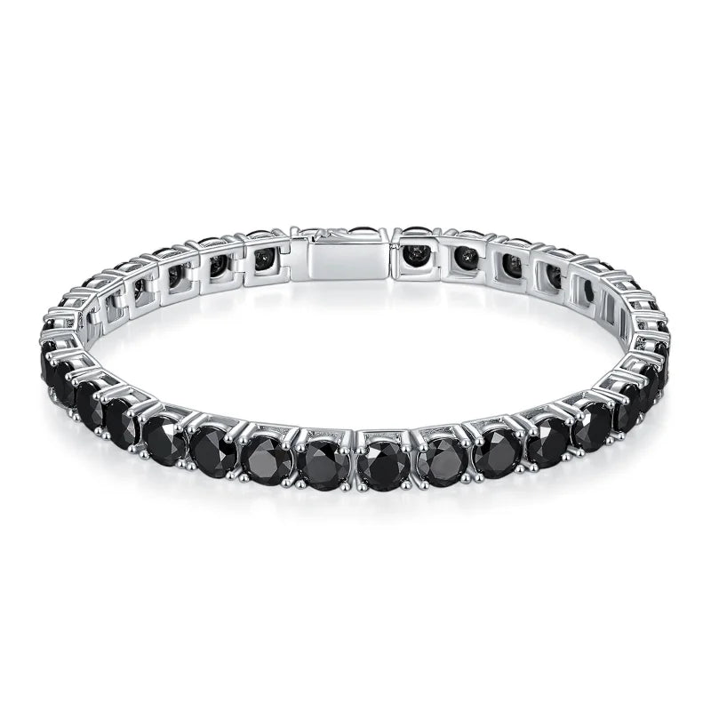 6.5mm Black Round Diamond Cuff Bracelet