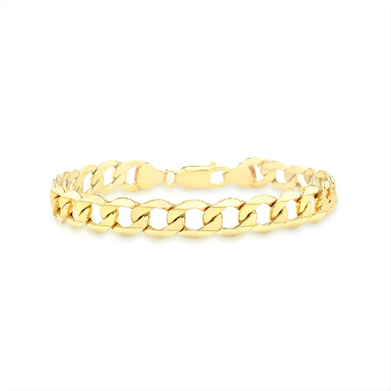 9K Yellow Gold 180 Hollow Curb Chain Bracelet/ 8.5'