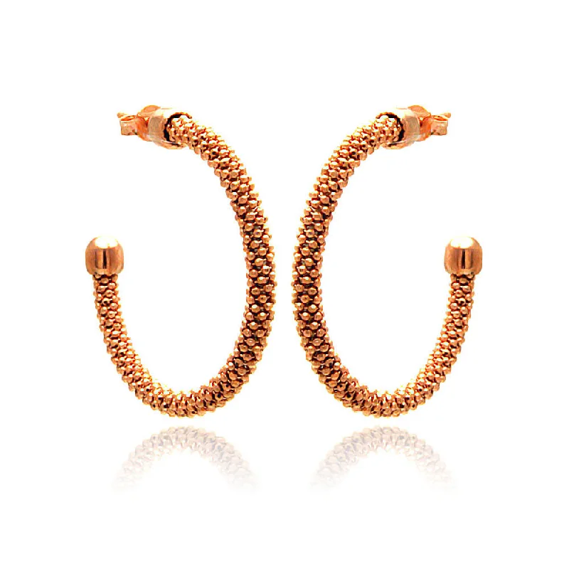 layered earrings for women -Clearance-Silver 925 Rose Gold Plated Hoop Earrings - ITE00042RGP