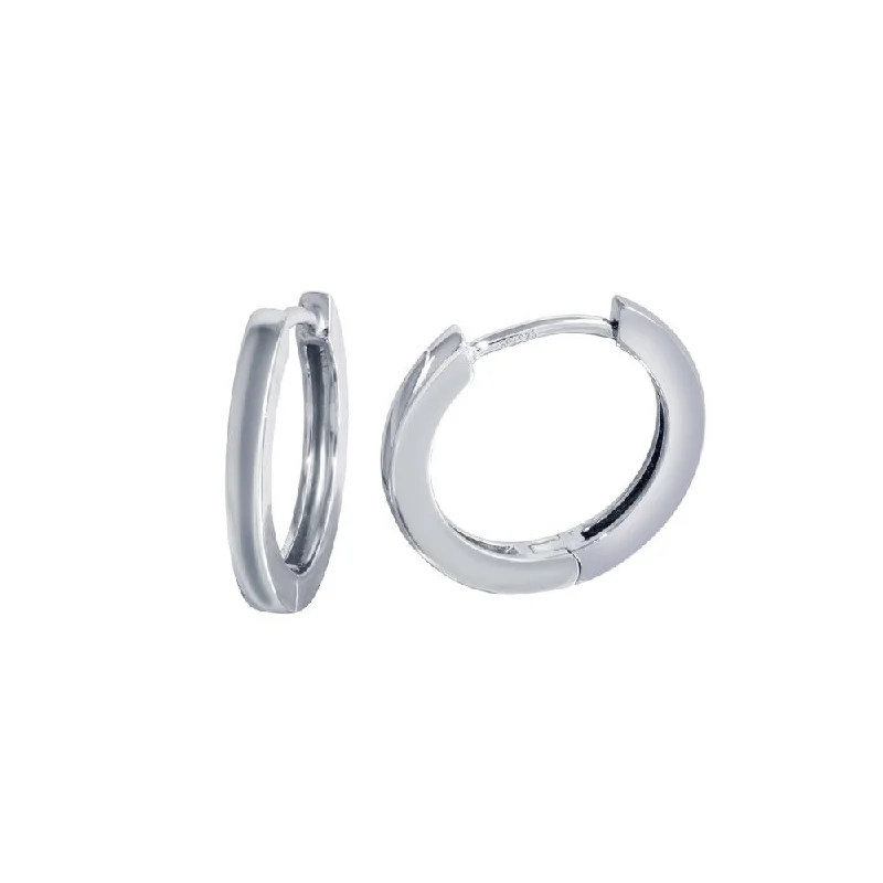 vintage-inspired earrings for women -Rhodium Plated 925 Sterling Silver huggie hoop Earring - STE01298-RH