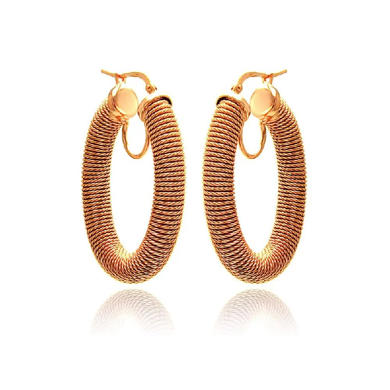 geometric diamond earrings for women -Clearance-Silver 925 Rose Gold Plated Hoop Earrings - ITE00041RGP