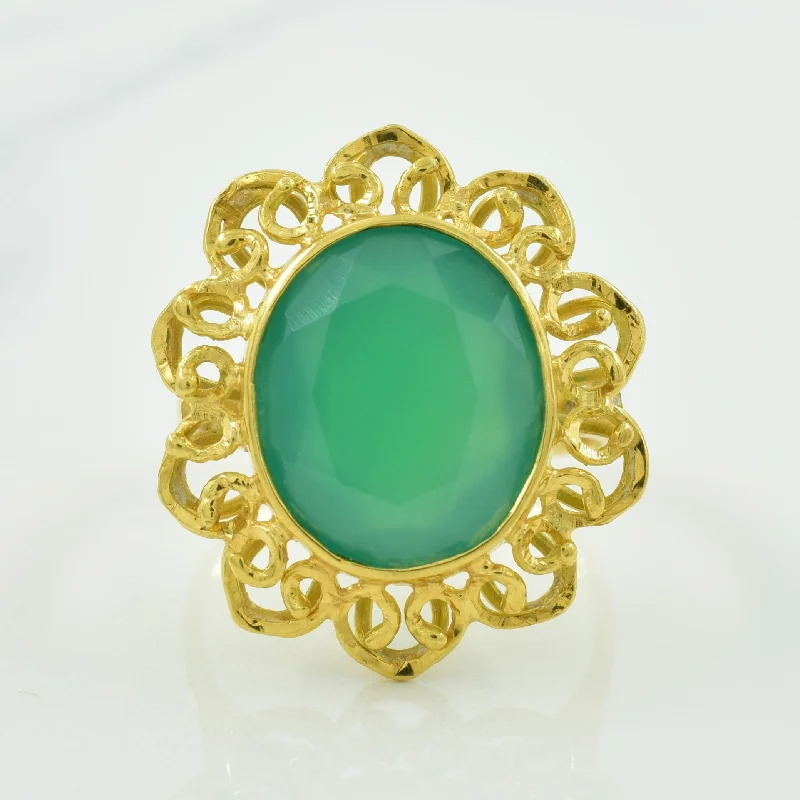 Green Onyx Cocktail Ring | 4.80ct | SZ 8.5 |